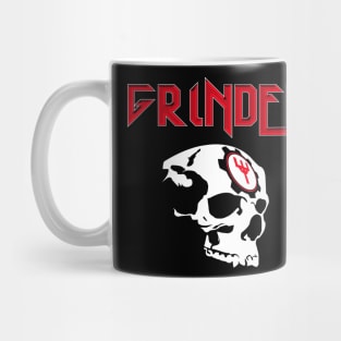 Grinder Skull Design Red Logo Mug